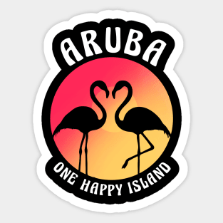 Aruba One Happy Island Aruba Island Flamingo Sticker
